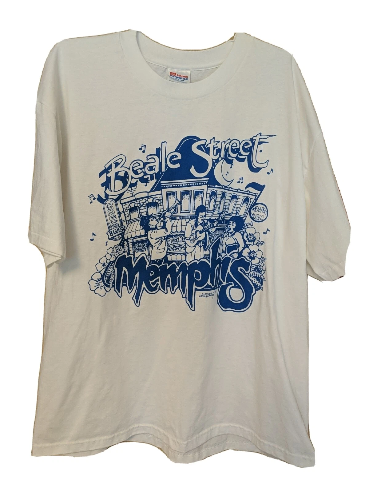 Beale Street Memphis Home Of The Blues 1995 Vintage White T-Shirt Size XL