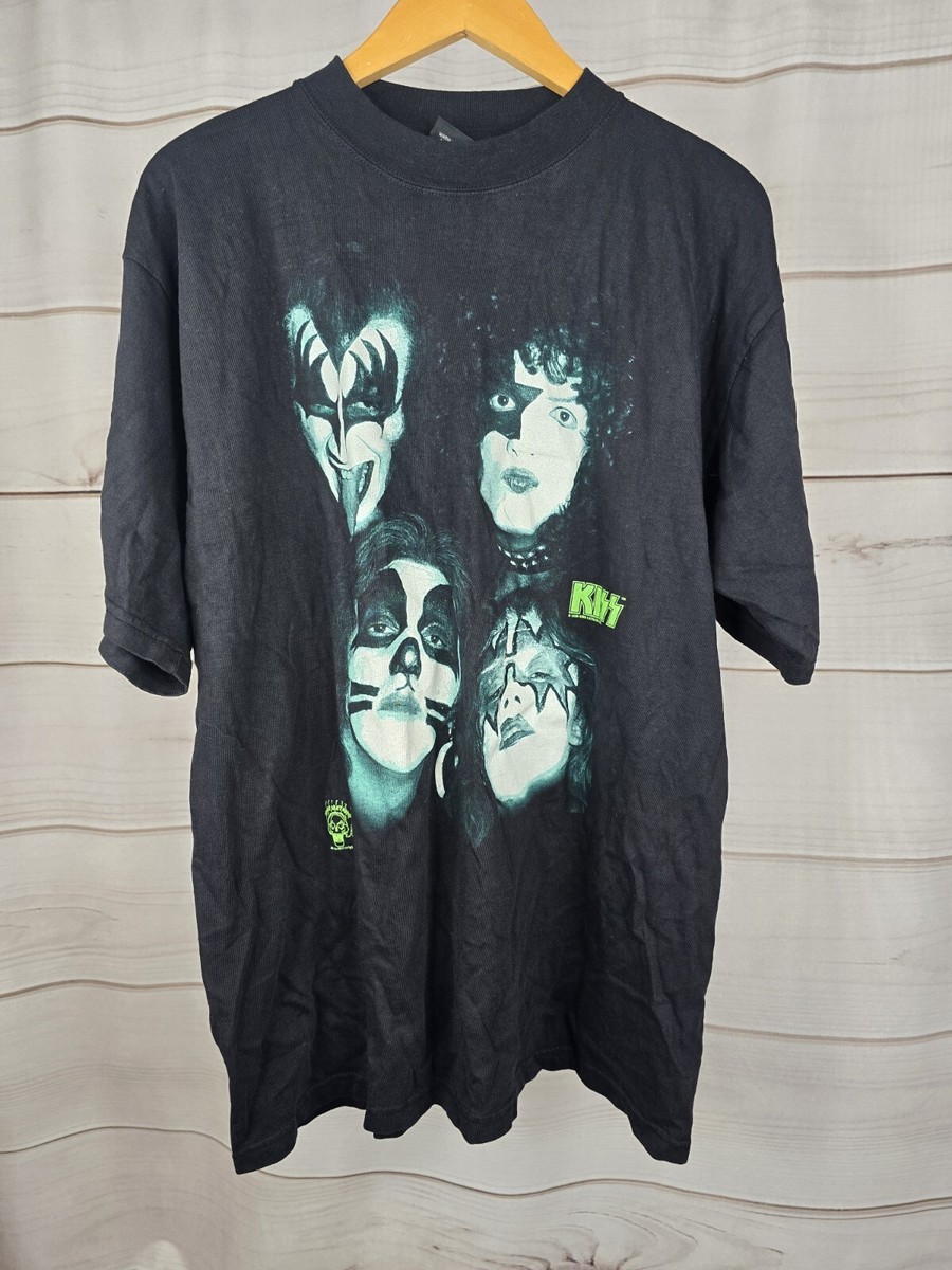 Vintage 1996 KISS GLOW IN THE DARK BAND T SHIRT Cronies L SINGLE