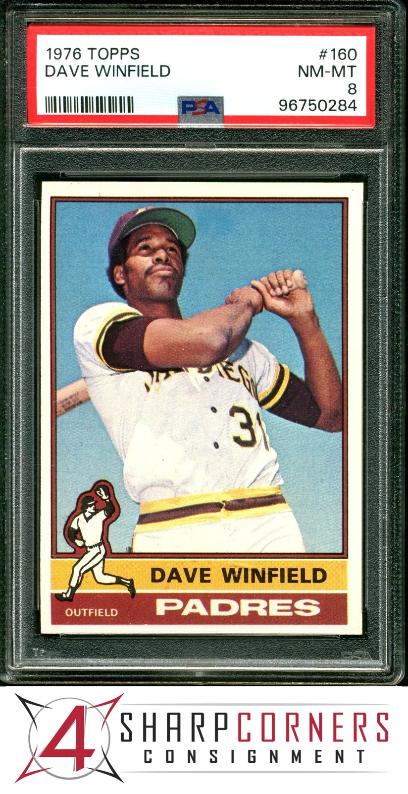 1976 TOPPS #160 DAVE WINFIELD PADRES HOF PSA 8