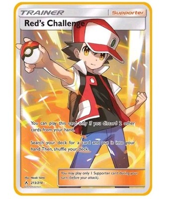 Red s Challenge SR SM10 107/095 Englisch Pokémon Gold Metall Karte Fan Art Fan Made