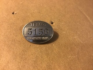 Vintage TEXACO Port Arthur Works metal Employee Badge ID Pin #5150