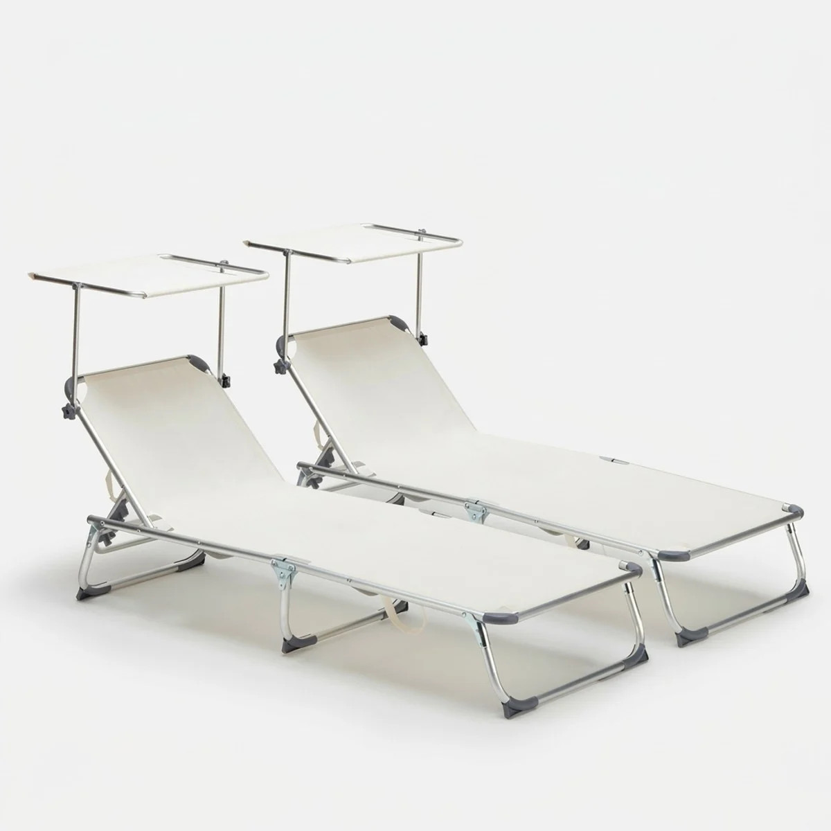 Transats de piscine California pliants dossier inclinable et pare-soleil anti-UV