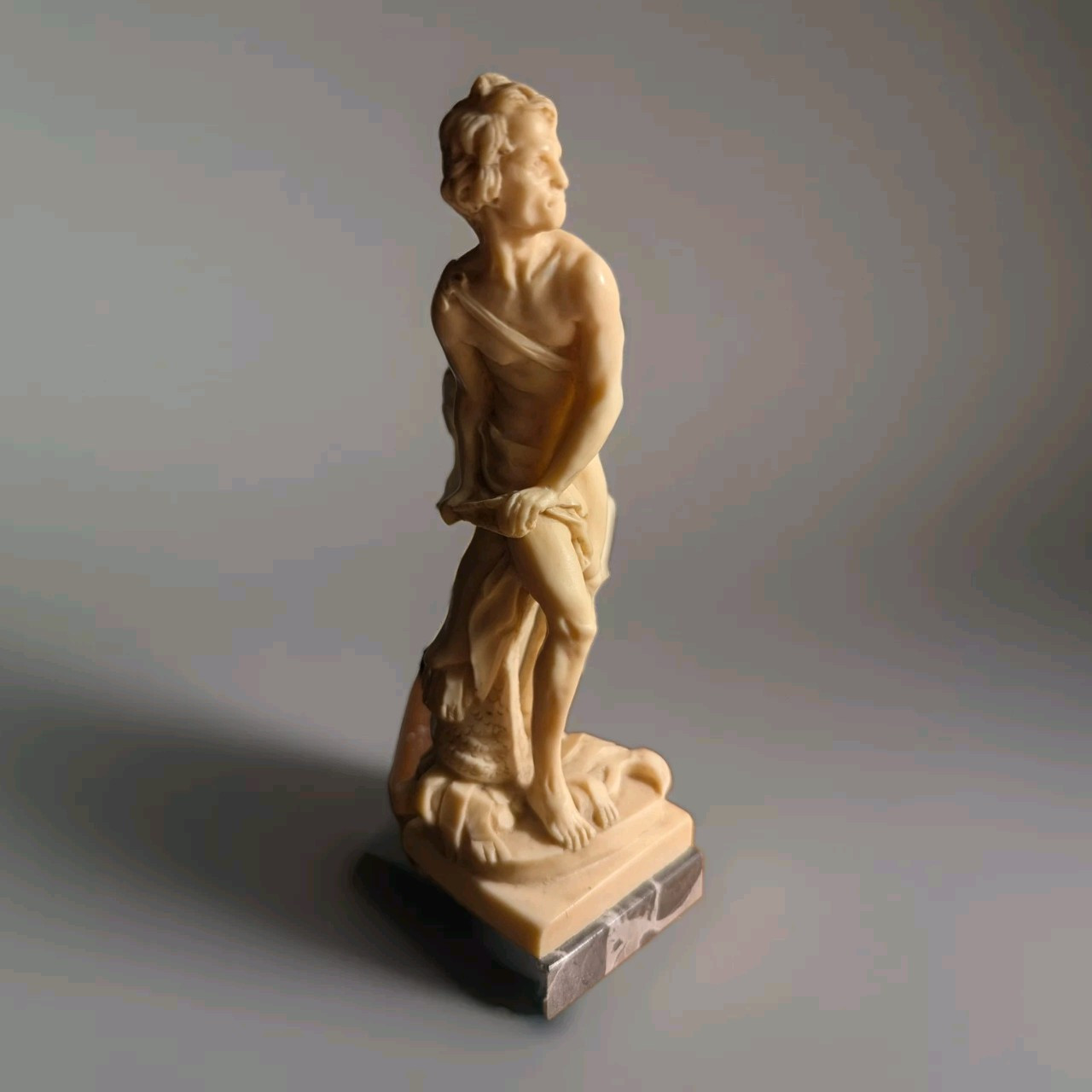 Vintage Signed Santini Italy 9.5 inch David With Sling Sculpture Artwork