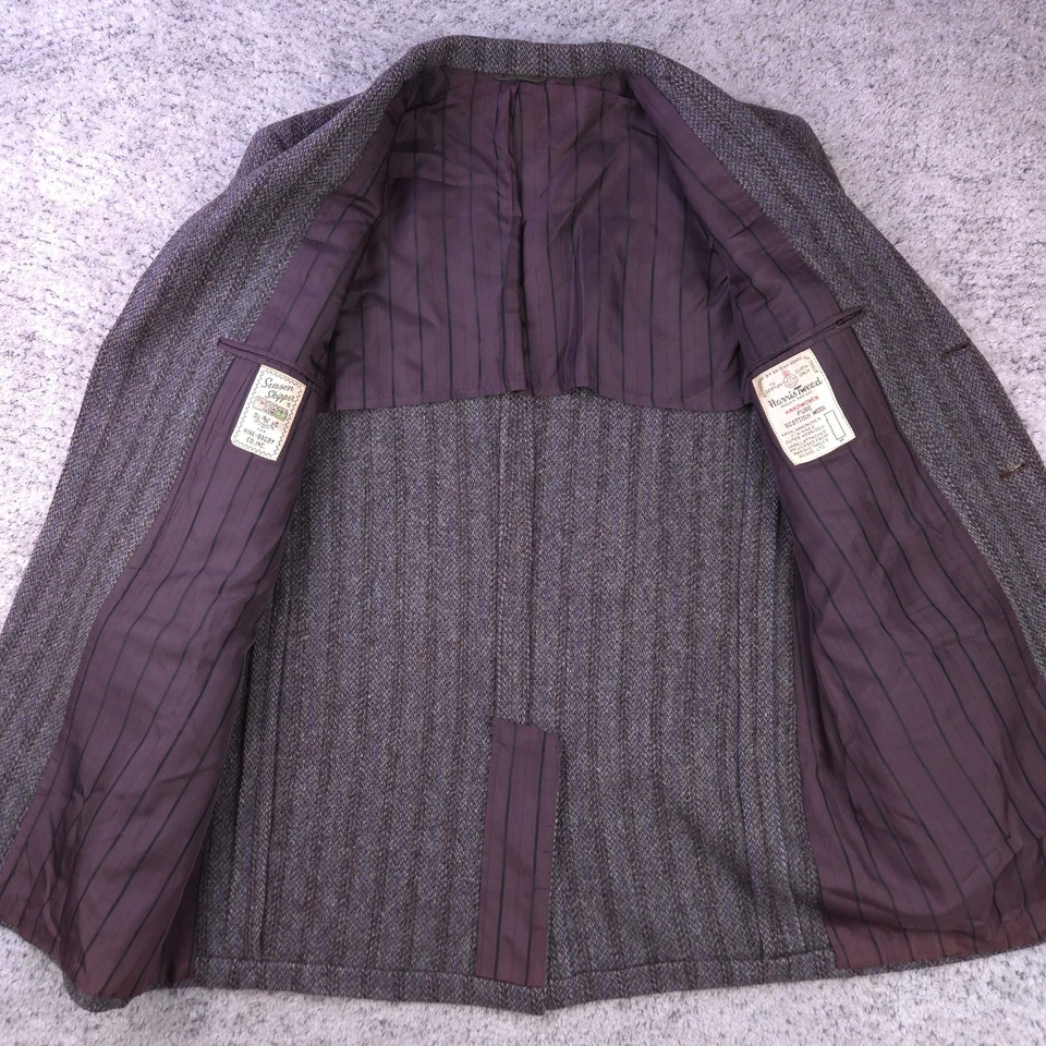 VTG Harris Tweed Jacket Mens 42 Sport Coat Pinstripe Scottish Wool Brown GUC - Image 3 of 4
