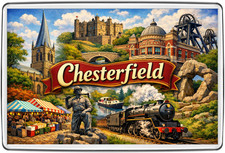 Chesterfield Derbyshire England Fridge Magnet Souvenir Gift Travel Spire Canal