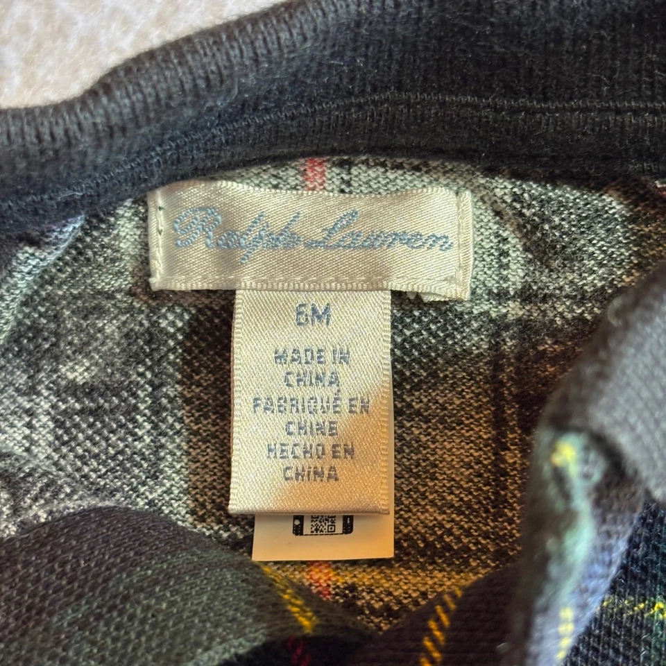 Ralph Lauren Baby Boys Plaid Polo One piece Romper Sleepwear 6M Green Red Yellow - Image 3 of 4