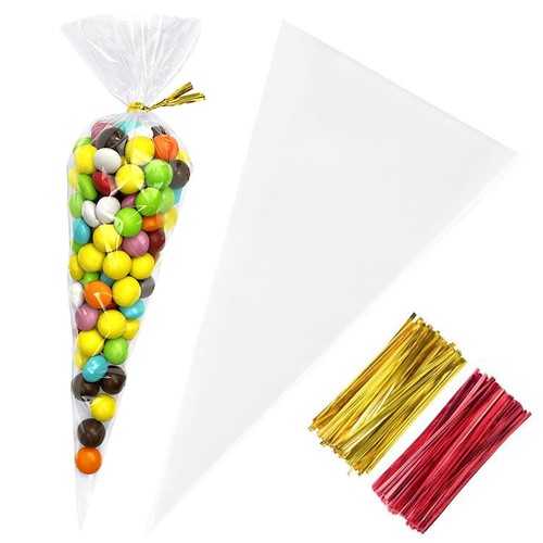 Yotelab Cone Cellophane Bags,5x10 Inches 200 PCS Plastic Popcorn Cone Bags fo...