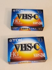 LOT 2 TDK VHS-C HG Ultimate 30 Minute Blank Camcorder Tapes. NEW SEALED PACKAGE