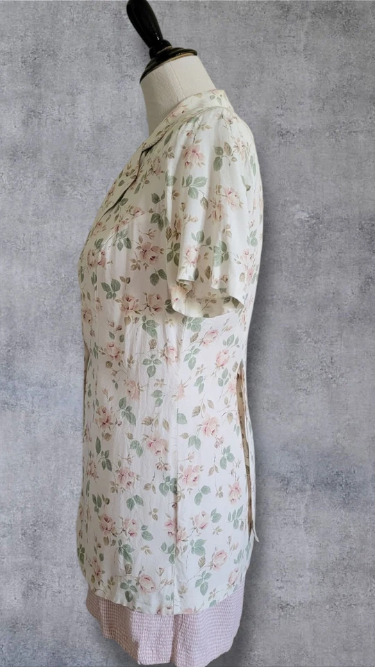 复古 All That Jazz 2 件装迷你连衣裙 Cottagecore 9/10 S/M 粉红色花卉格子 — 第 4/4 张图片