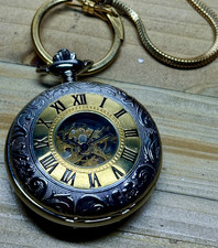 Majesti Skeleton Pocket Watch 17 Jewel Mechanical Movement Exhibition Caseback