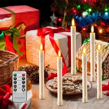 6 Pack Flameless Candles with Remote Control Timer, Flickering LED Taper Candles