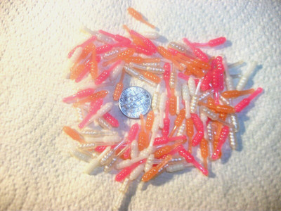 100-mix-3/4''-GLOW-crappie-panfish-grubs-stingers-jigs-worms-scent-lot-lures-lot