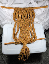 Vintage 1970s Jute Macrame Owl Wall Hanging