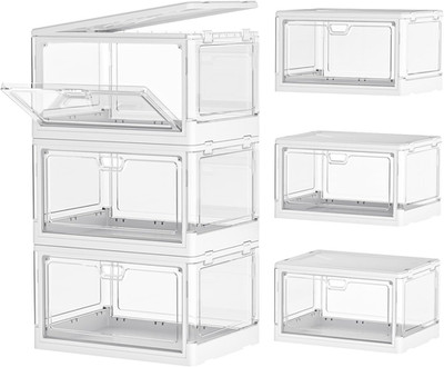 Clear Storage Bin with Lid 3 Pack 【Stackable & Sturdy】 Plastic Multifunctional F