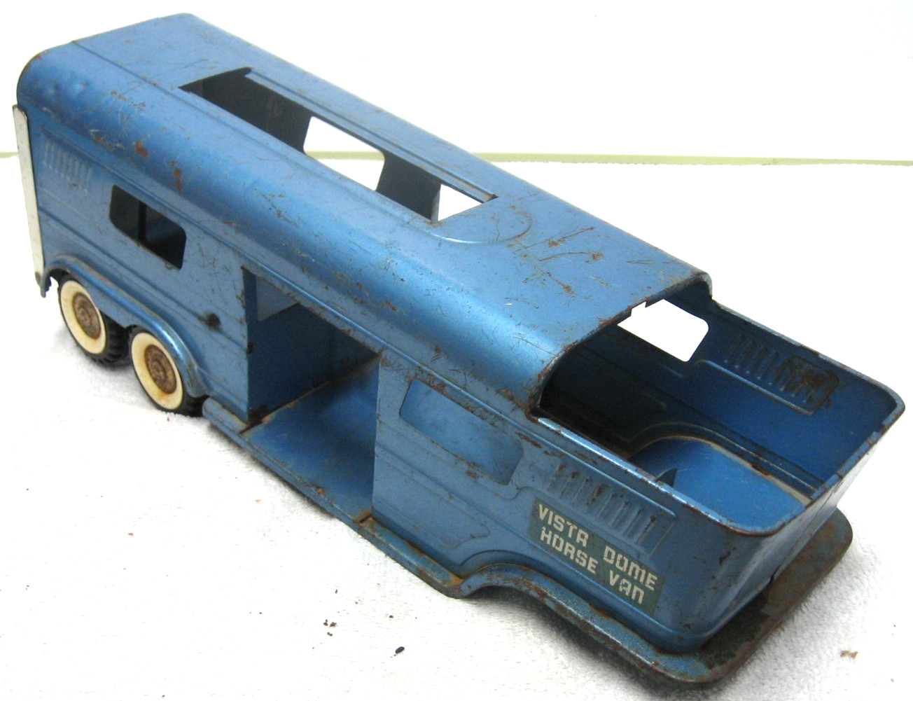Vintage 1960S Structo Truck Horse Trailer Hauler Transporter Pressed Steel Toy