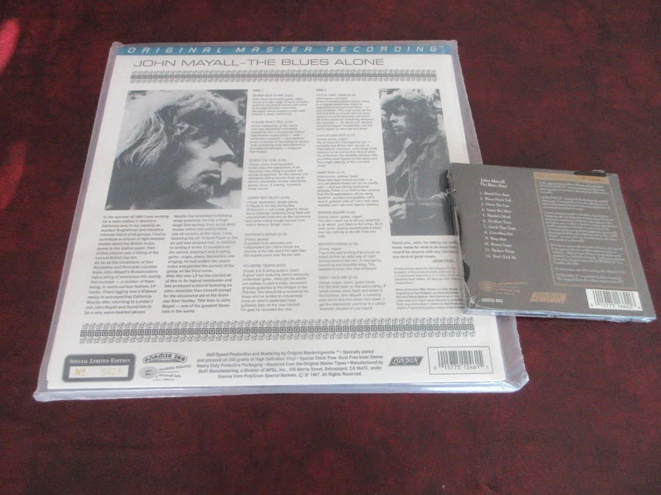 JOHN MAYALL VERIFIED 1ST ED MFSL BLUES ALONE 200G LP Low#d 23 + 24 KARAT GOLD CD - Image 2 of 2