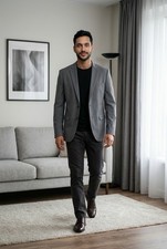 Alberto Cardinali Slim Fit Sport Blazer Big Tall Great Grey 54L