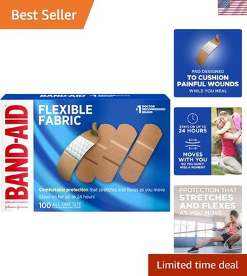 Band-Aid Brand Flexible Fabric Sterile Adhesive Bandages, Comfortable Cushion...