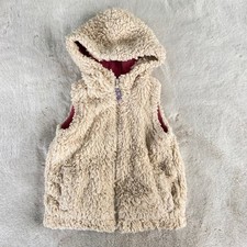 Mini Boden Girls 2-3Y Cream Sherpa Hooded Vest Pink Lined Cozy Fleece