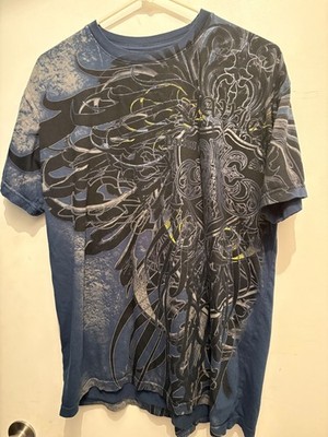 Vintage Xzavier Patron Saint Affliction Graphic T-Shirt Mens Large Y2K Cross