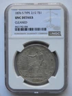 1876-S TRADE DOLLAR NGC UNC DETAIL, OBVERSE 2 REVERSE 2, CLEANED (#2)