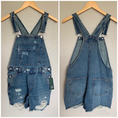 Wild Fable Distressed Jean Shortalls Size XS Denim Shorts Overalls