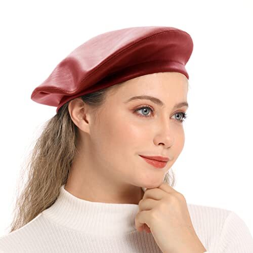 PU Leather Berets for Women French Beret Hats Artist Painter  display picture 3