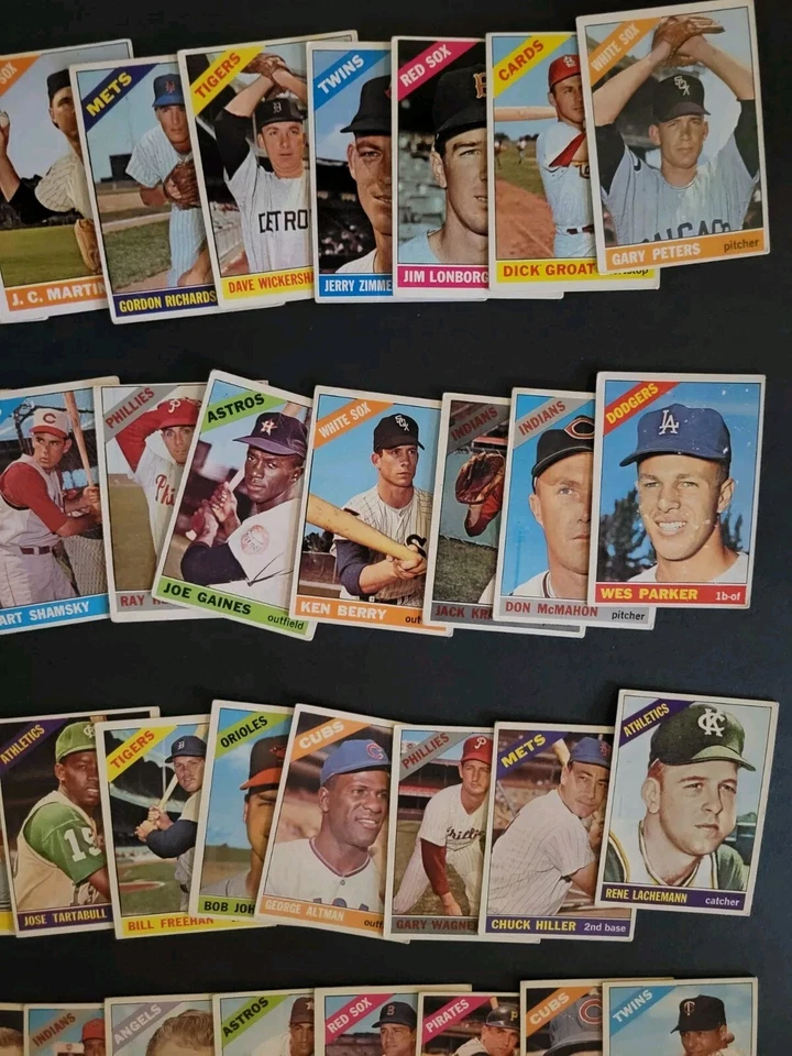 Lote de tarjetas de béisbol 1966 Topps - 50 diferentes - Manny Mota | Wes Parker Foto 3 de 4