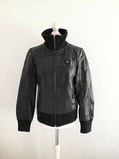 Vero Moda Black 100% Leather Jacket Size L Fit 12 Uk