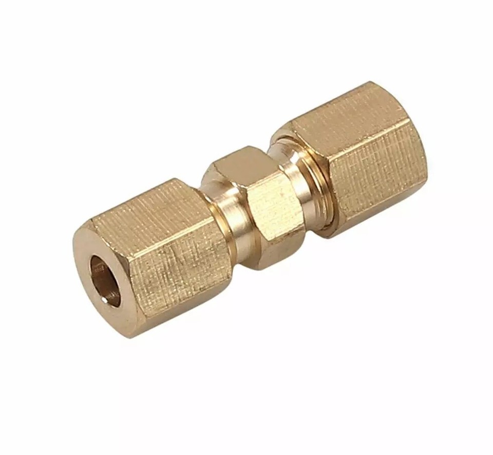 (5 PCS) Straight Brass Brake Line Compression Fitting Unions For OD