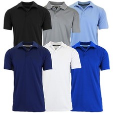 Men's Short Sleeve Moisture Wicking Polo Shirts Lounge Running Gym 5-PACK NEW