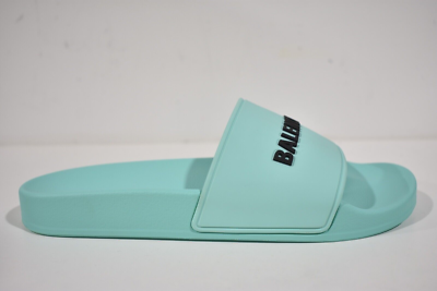Balenciaga Mint Black Bicolor Rubber Logo Slide On Pool  display picture 1