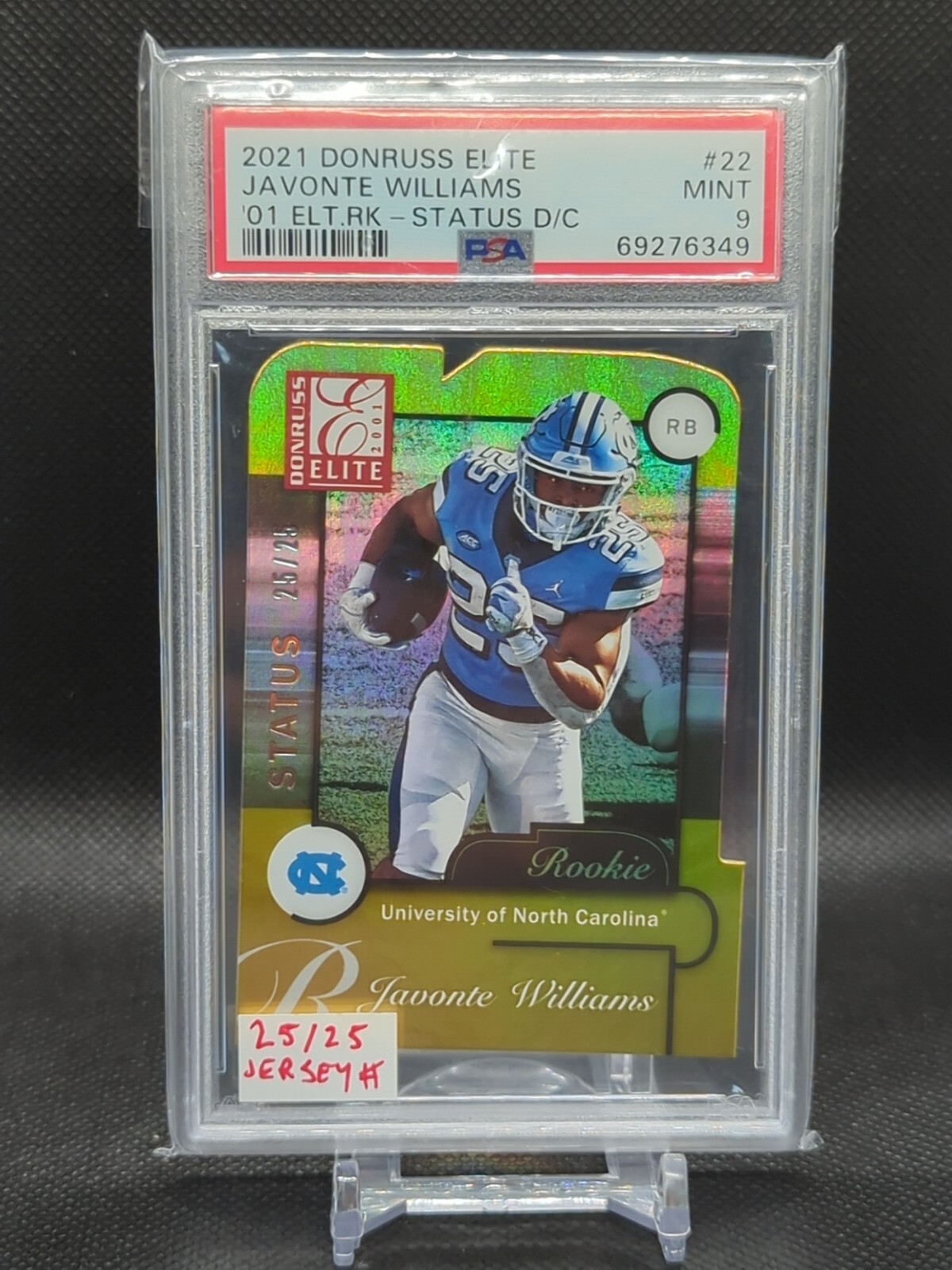 Javonte Williams Panini Donruss Elite 2001 Elite Rookies #22 Status Die-Cut