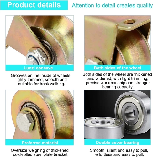 2 Stück Umlenkrollen Für Seile U-Nut-Stahl-Lenkrolle Seilrollen Schwerlastrollen - Bild 3 von 16