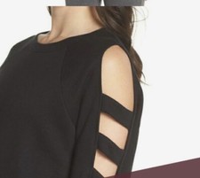 zella sweatshirt with cutouts on sleeves size M Black