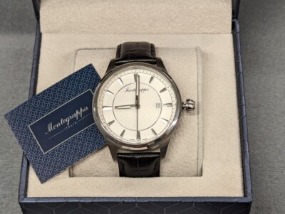 Montegrappa Fortuna IDFOWALJ 42mm Men's Leather Swiss Quartz Watch