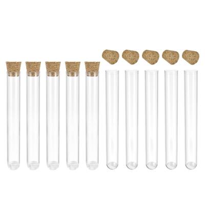 10Stk PS Plastik Reagenzglas mit Kork Stopper Rund Basis 12x75mm Vorratsbehälter