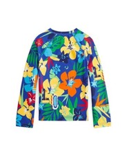 POLO RALPH LAUREN Girls Tropical Print Stretch Rash Guard Size L 12-14
