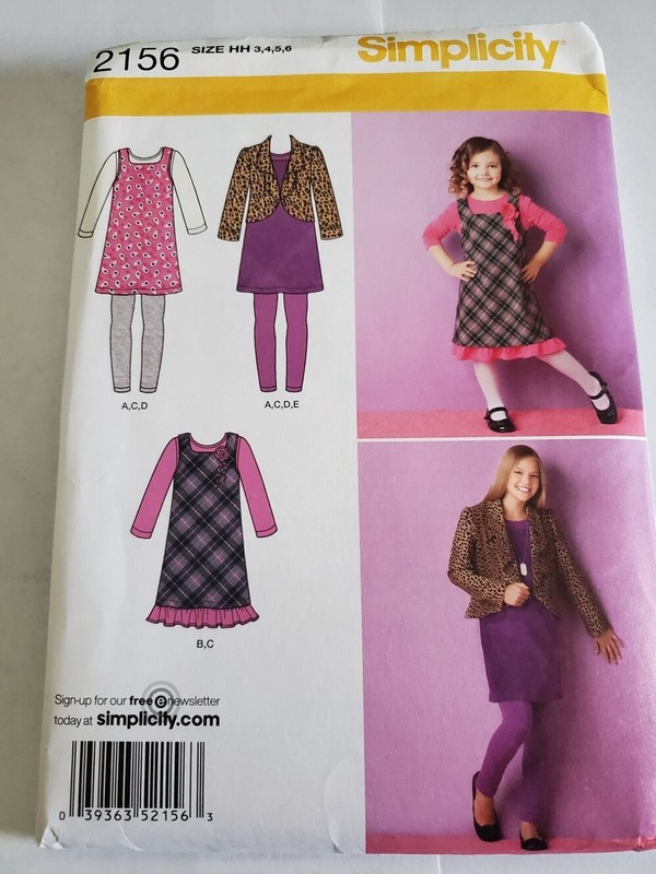 Simplicity Girl's Dress Jumper Jacket Top Leggings Size 3 4 5 6 Pattern 