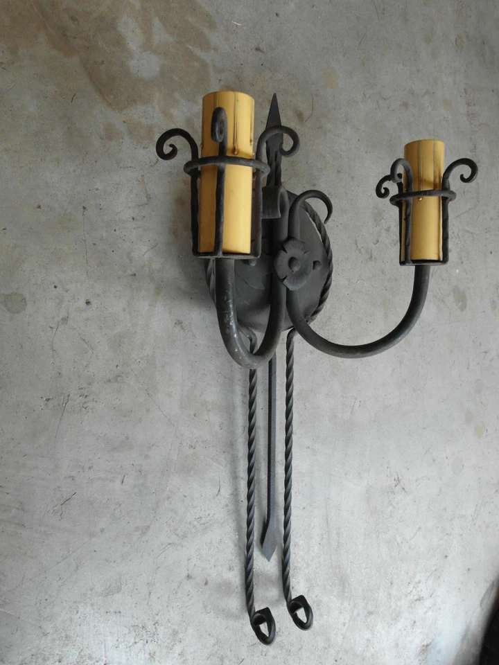 ALTA LINTERNA LÁMPARA APLIQUE PARED RENACIMIENTO ESPAÑOL HIERRO FORJADO ESTILO AÑOS 20 PERSONALIZADO  Foto 4 de 4