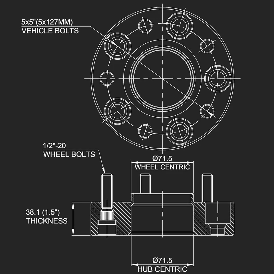 4PCS 1.5" 5x5" Hubcentric Wheel Spacers For Jeep Wrangler JK Grand Cherokee Foto 2 de 4