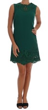 DOLCE & GABBANA Dress Green Floral Cutout Silk Wool s. IT38 / US4 / XS RRP $3700