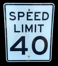 SPEED LIMIT 40 MPH 30"x24" Retired Street Traffic Road Sign Garage Gas Oil  #20