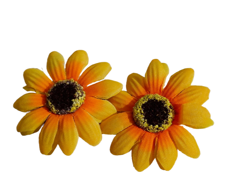 NEW 6cm Bright Yellow Orange Sunflower Fabric Hair Grips Fork Clip Fashion