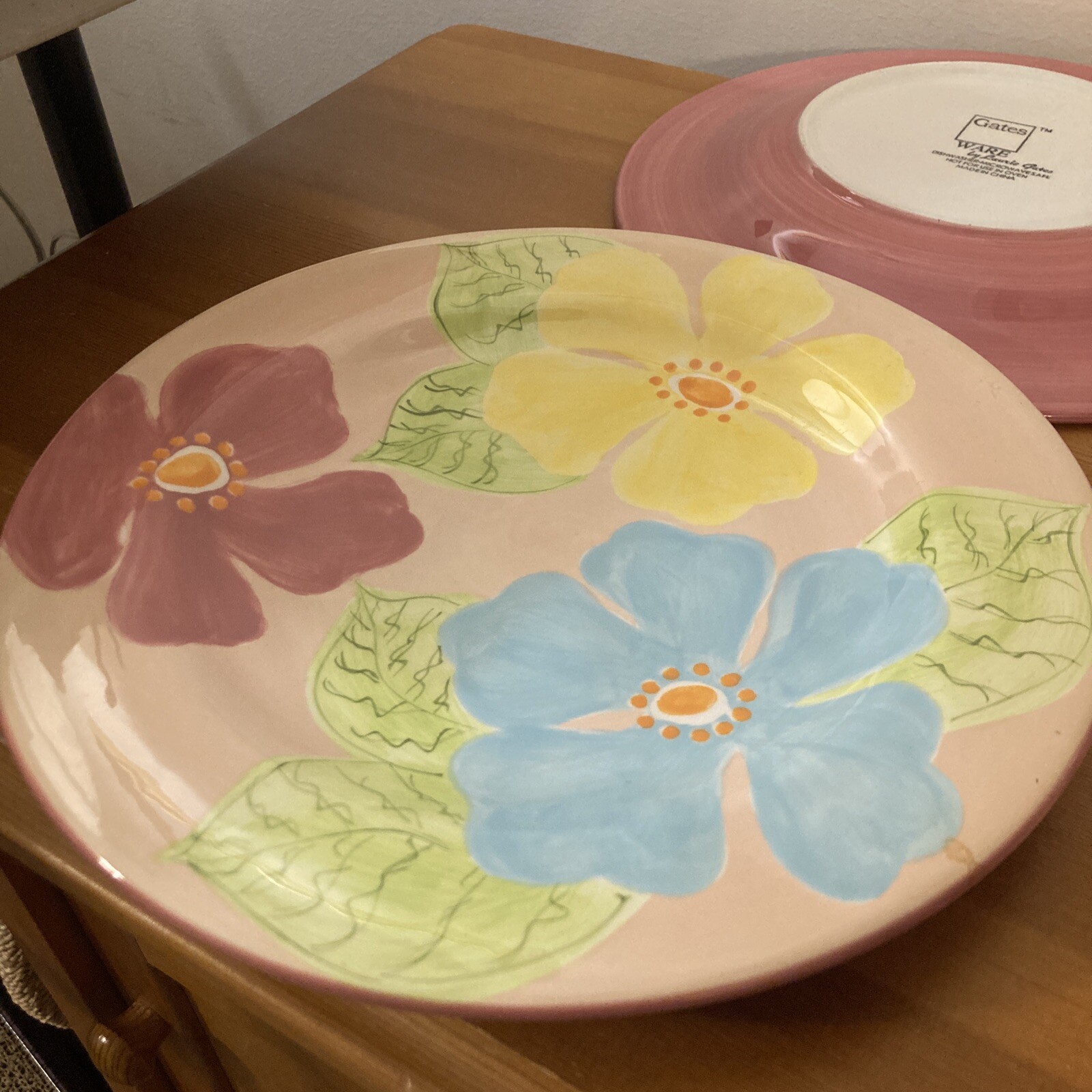 Set of 2 Gates Ware by Laurie Gates Floral Pink Dinner Plates 9 5/8" eBay