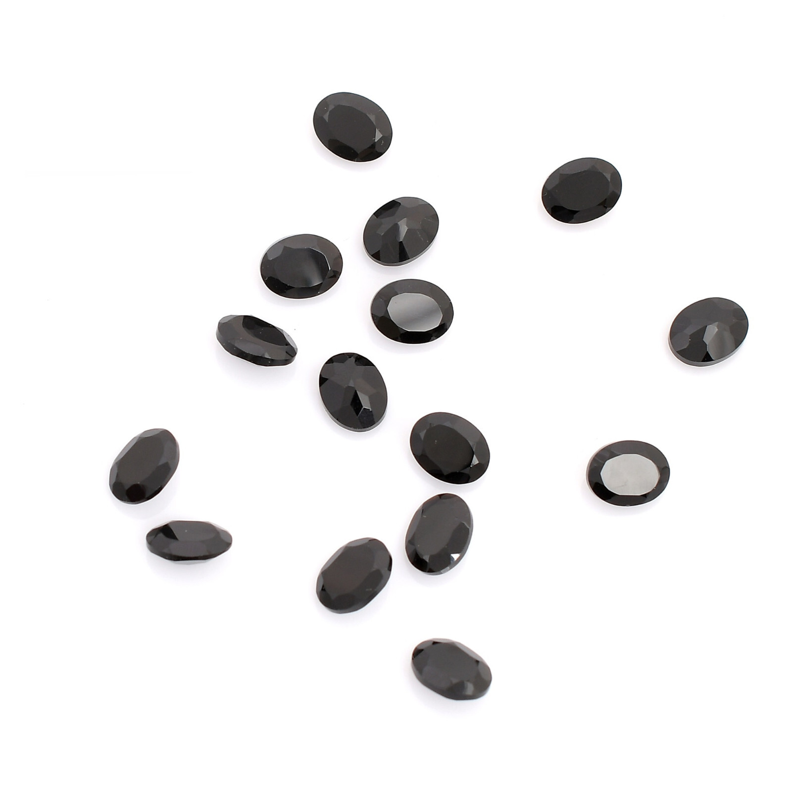 Black Onyx Faceted Oval Cut Loose Gemstone 7x5 MM 40 Pcs Wholesale Lot