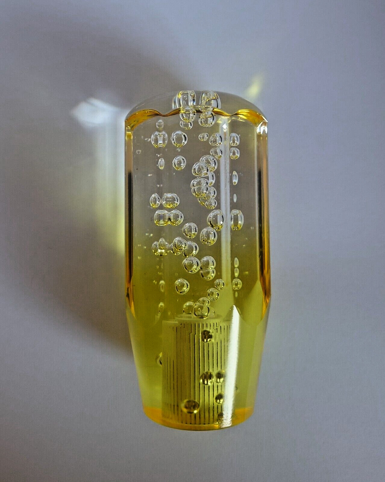 JDM 100mm Clear Yellow Bubble Shift Knob Gear Knob - 12x1.25 With Adapter