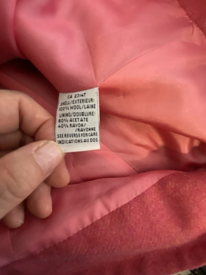Talbots 女式西装外套 100% 羊毛珊瑚粉色意大利制造 16 码职业 — 第 4/4 张图片