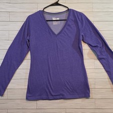Nike Dri-FIT Women's Purple V-Neck Long Sleeve Slim Fit T-Shirt Size M