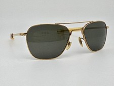 American Optical AO FG-58 Gold Frame Grey Glass Lens Aviator Pilot Sunglasses